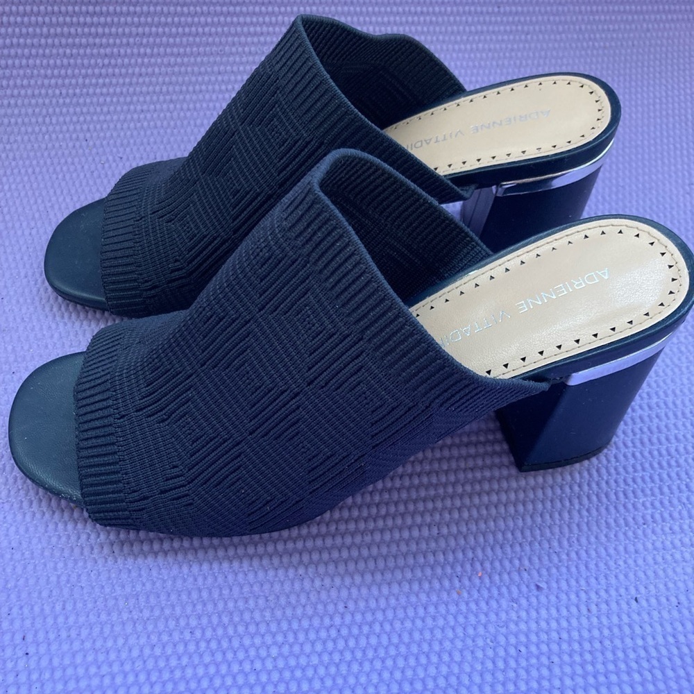 Adrienne Vittadini Women’s Size 8.5 m. “NAVY BLUE “Stretch Knit Open Toe Sandal - Picture 3 of 8